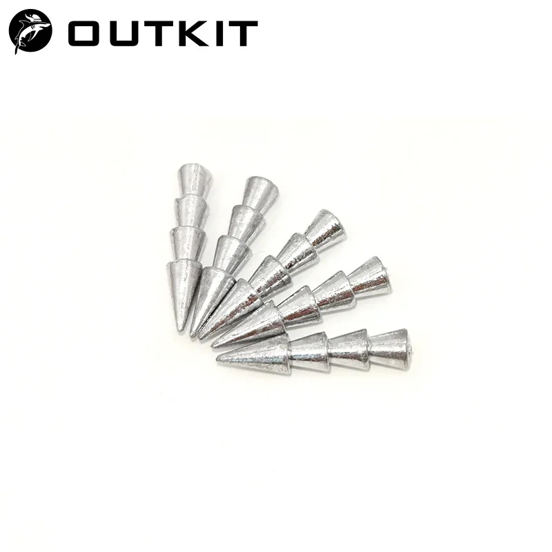 OUTKIT 10pcs/lot Fishing Sinker 0.5g1g2g Inserting To Soft Lures Lead Sinker Down Lifelike Swimbait Used Fishing Accessories