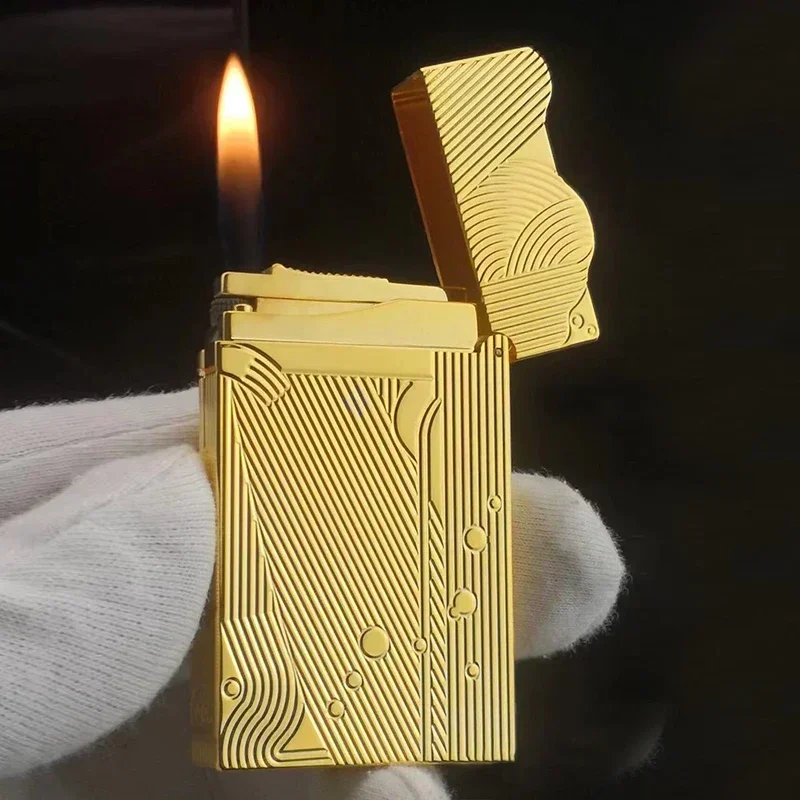 Gold Sleep Mermaid Pattern Vintage Gas Lighter Cigarette Smoking Kerosene Lighters Classic Sound Metal Lighters for Men