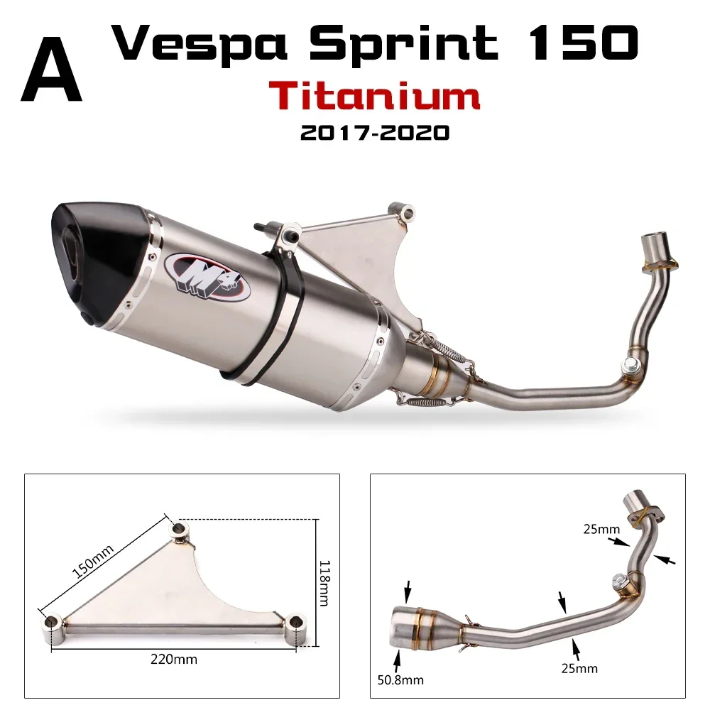 For Vespa sprint150 Exhaust pipe set 2017-2020 Exhaust escapefront link pipe full exhaust muffler styem