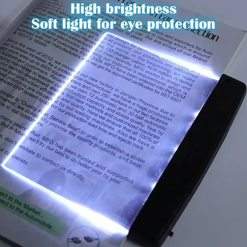 Flat Reading Light, Book Lamp, Battery Operated Portable Eye Caring for Bedroom Study Dormitory Travel Camping Decor Gift