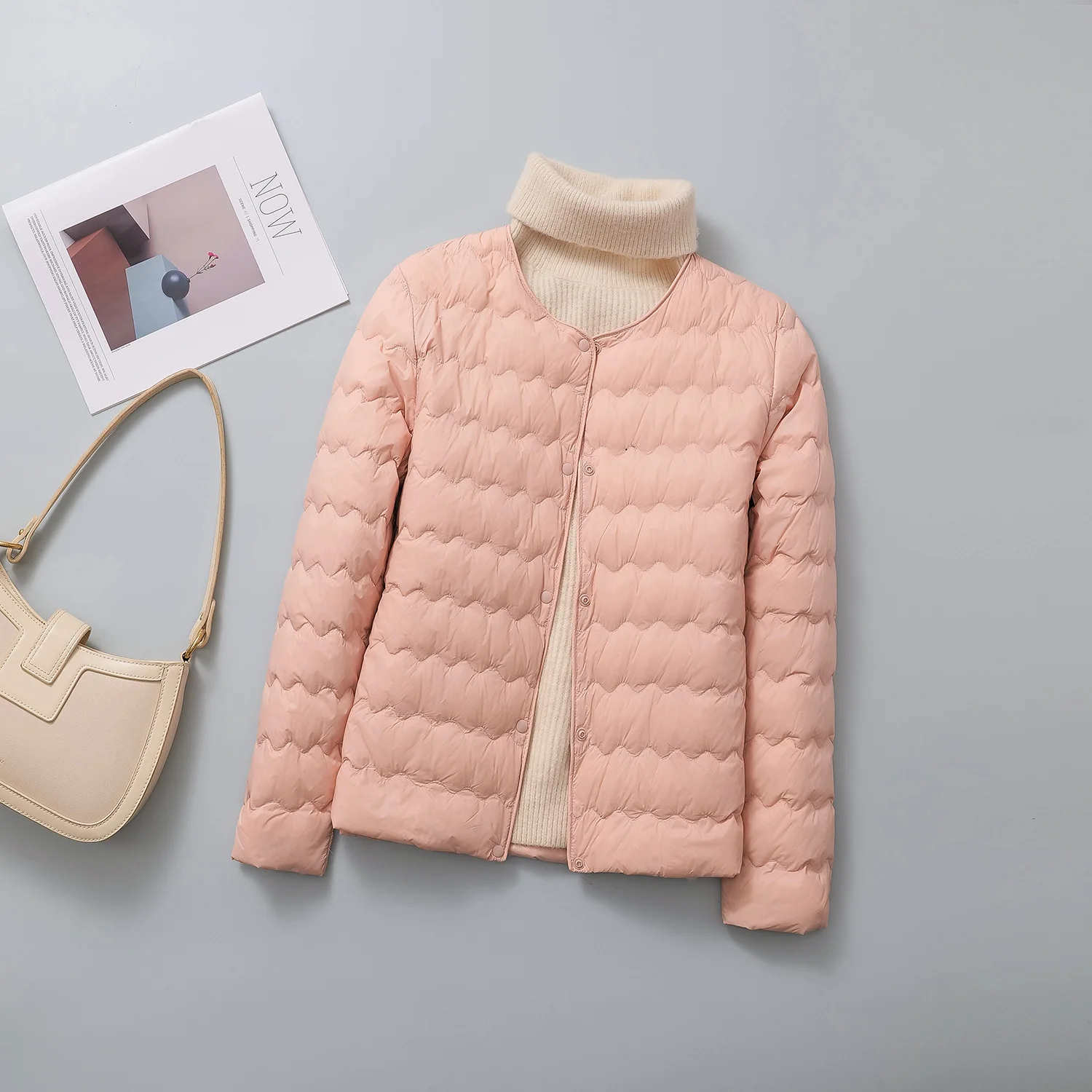 Vrouwen Wave Warme Donsjas Winter Ultra Licht Dunne Witte Eend Donsjack Parka Vrouwelijke Single Breasted Korte Bigsize Outwears