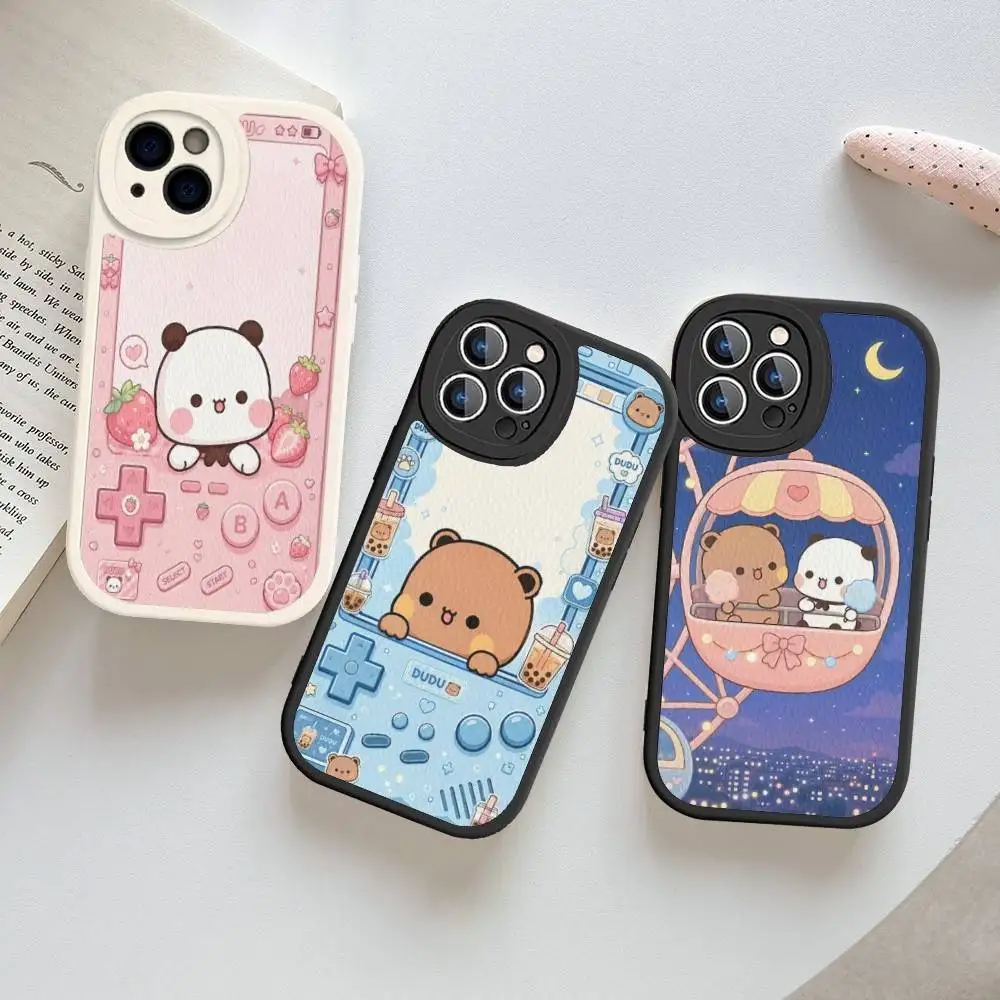 Cute BuBu And DuDu Phone Case For IPhone 16 15 14 11 12 13 Pro Max Plus Back Leather Shell
