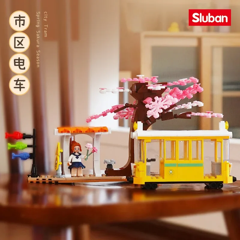 Sluban Assembling blocks 1018 urban tram 1019 Takoyaki main store scene decoration