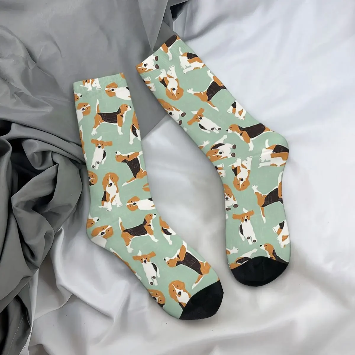 Beagle Scatter Mint Sokken Harajuku Hoge Kwaliteit Kousen Hele Seizoen Lang Sokken Accessoires Voor Unisex Kerstcadeaus