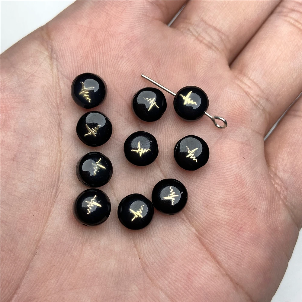 7-8MM Natural Round Shell Beads Roses Leaf Elegant White Black Pearl Shell Beads for Jewelry Making DIY Necklace Bracelet 5PCS
