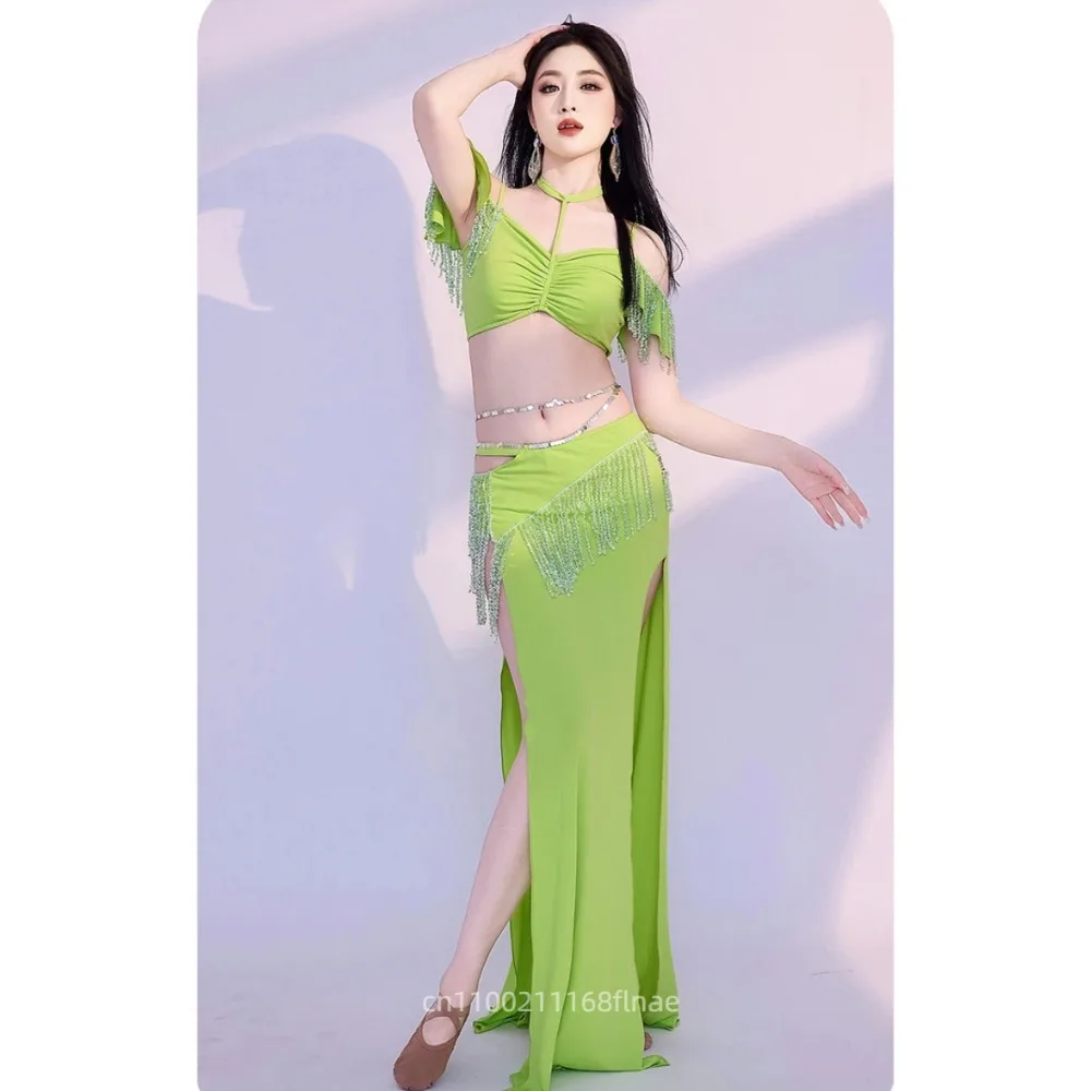 

Новое поступление, комплект костюмов для танца живота, сверкающая бахрома, восточный наряд для выступлений, тренировочная одежда для женщин, большие размеры, йога, фитнес, бедра