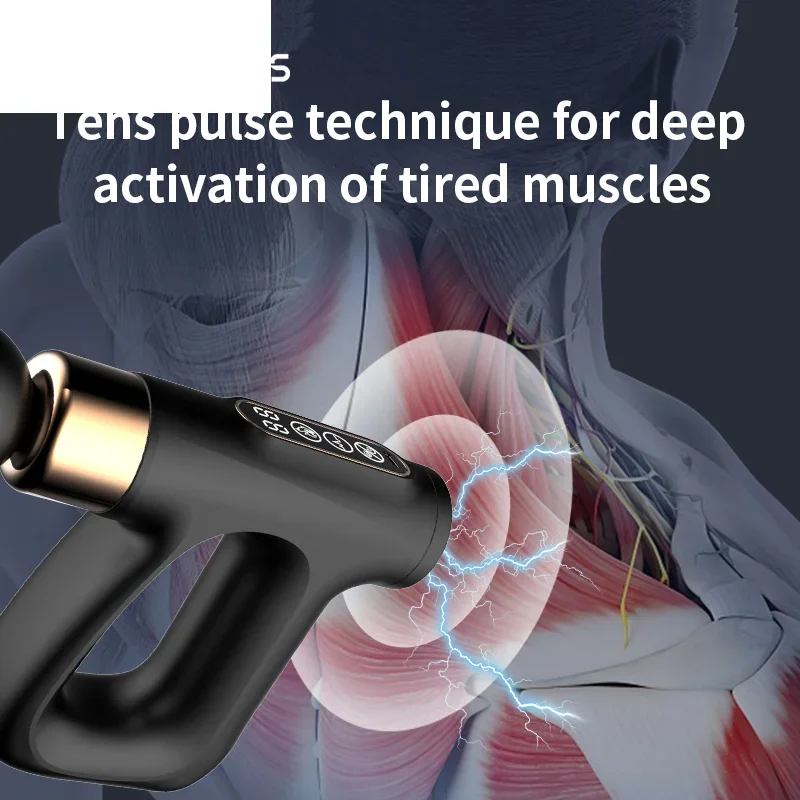 

Electric Pulse Massage Gun Hot Compress Massager Deep Muscles Relax Body Neck Back Pain Relief Percussion