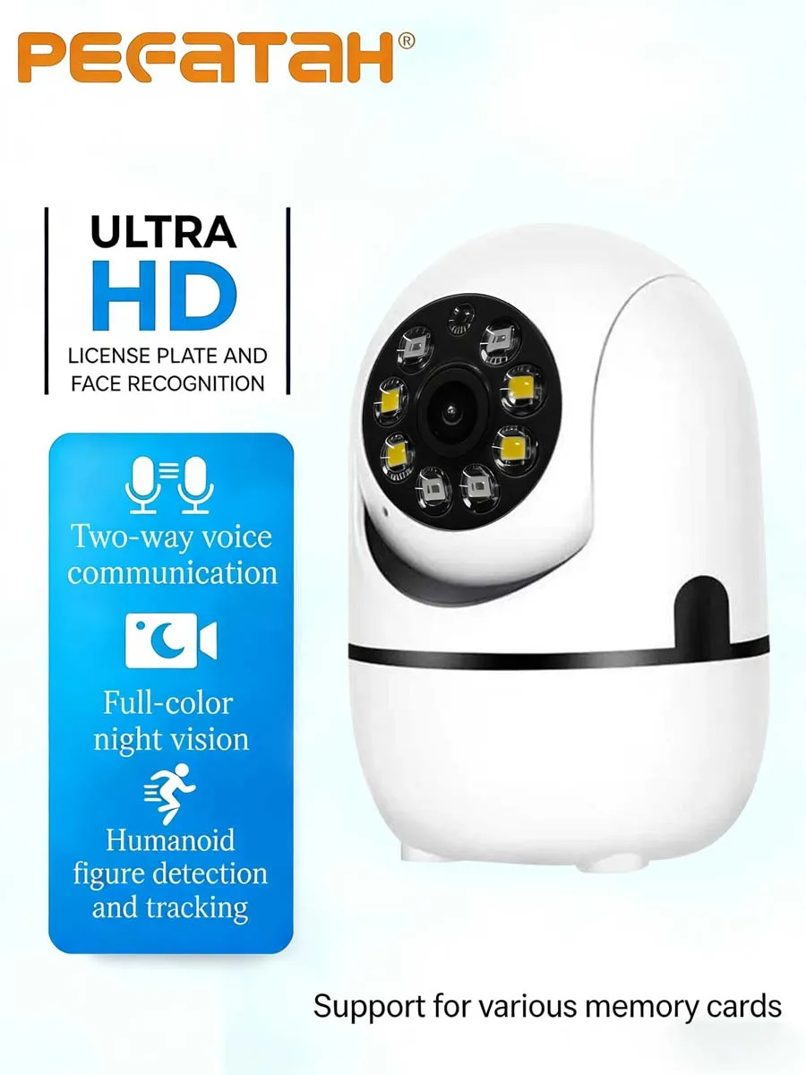 

Умная Wi-Fi камера PEGATAH 2K 360° ° PTZ-камера с автослежением, ИИ-детектором человека, ночным видением и функцией домашнего видеонаблюдения O-KAM Pro