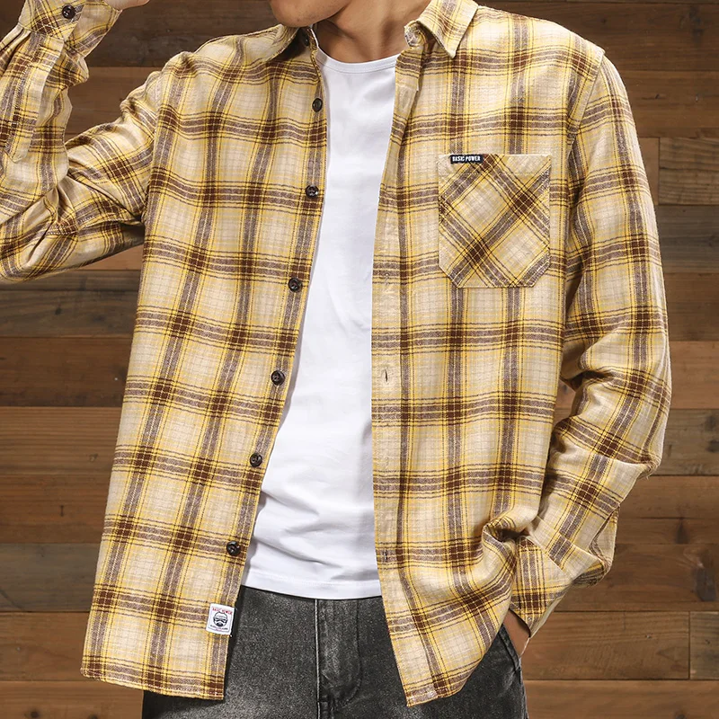 Plaid Shirt Men \'s Long Sleeve Korean Style Loose Coat Spring and Autumn Plaid Top