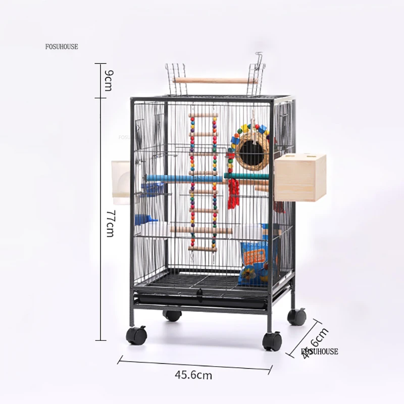 Simple Iron Mesh Bird Cages Pet Shop Breeding Cage Bird Villa with Wheels Bird Cage Accessories European Large Home Parrot House