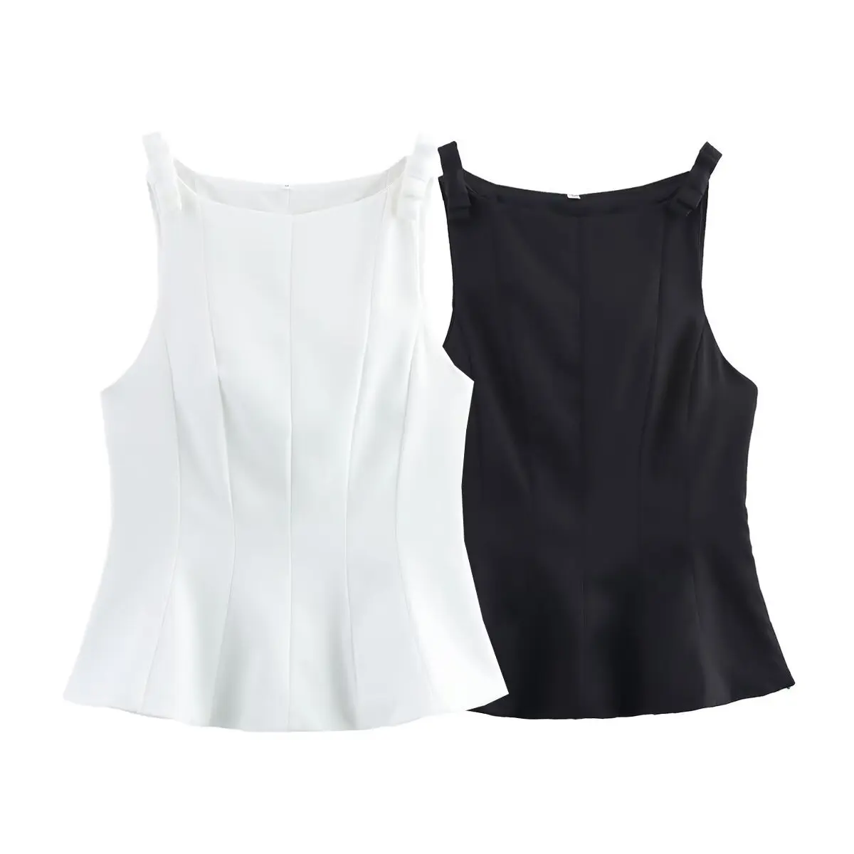 

Fashion Round Neck Corset Top Streetwear Bow Sleeveless Casual Top Solid Color White Camisole Spring Summer Chic Tank Top 2025