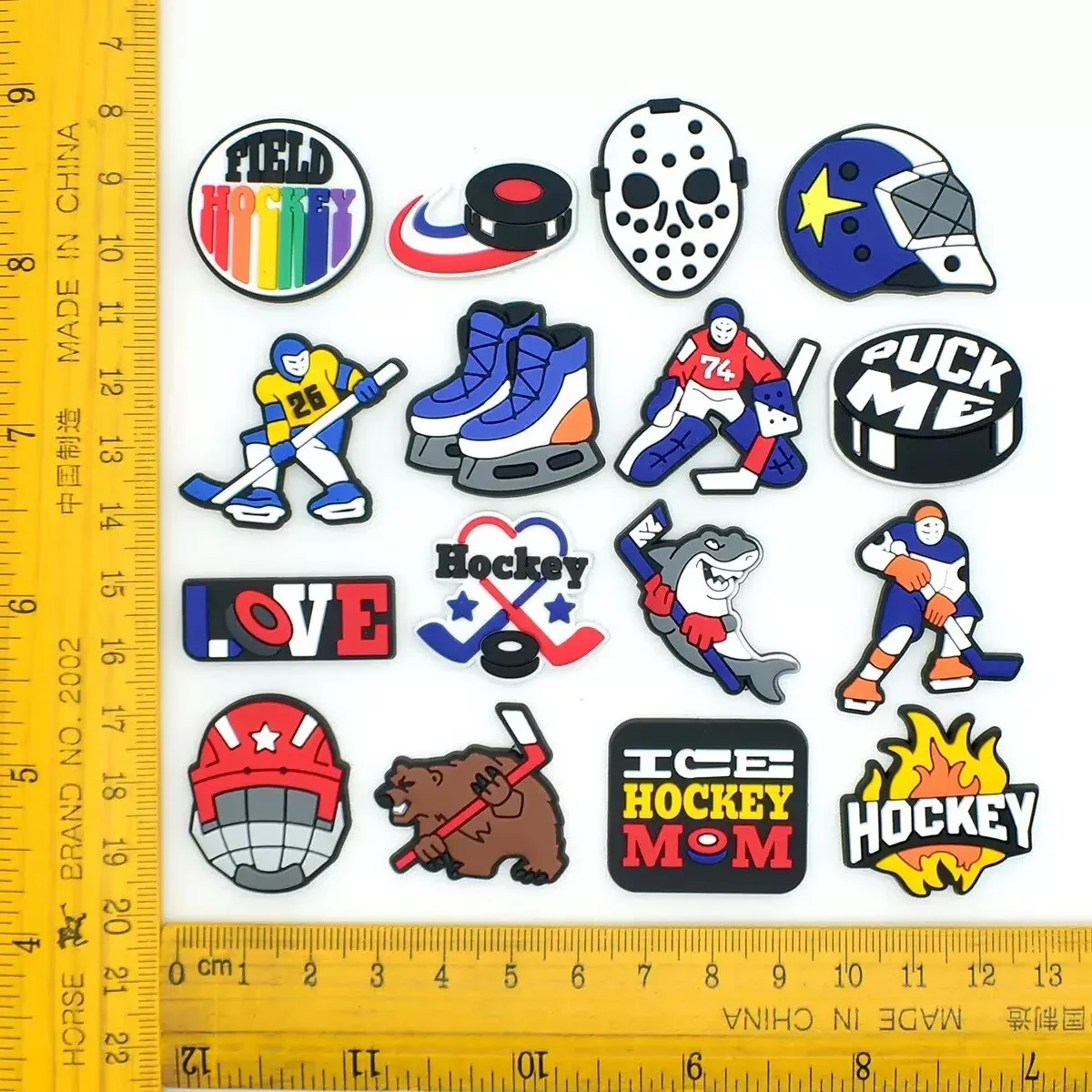 1-18Pcs Puck Sports Styles PVC Garden Shoes Charms Field Hockey Clog Buckle Decorations For Kids Holiday Gifts