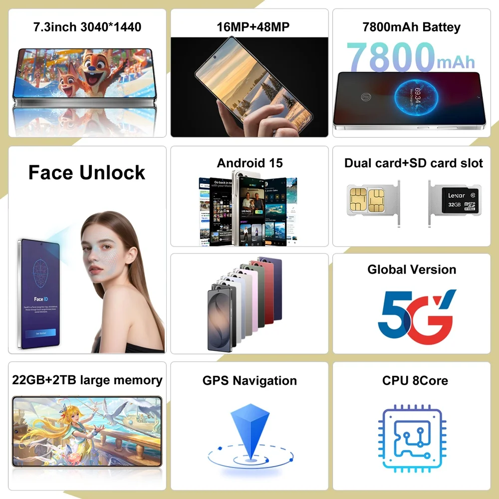 K-Touch Hochwertige Mobiltelefone Smartphone 22GB+2TB Handy Silikon-Schutzhüllen für S27 Ultra Zubehör 7.3HD 7800mAh Android 5G – Detail 4