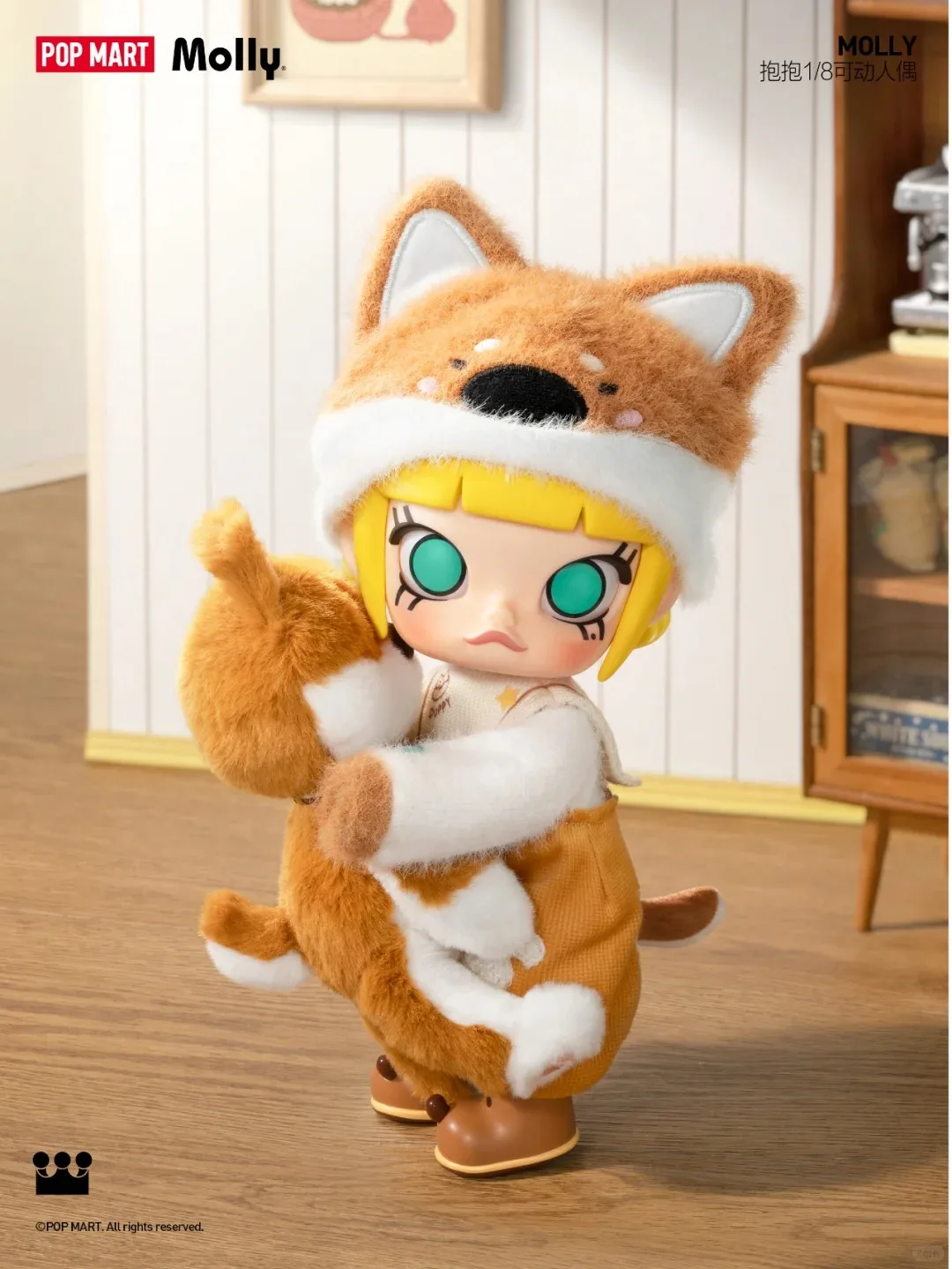 POPMART Original Genuine Molly Series Bear Bread and Hugging Shiba Inu 1/8 Action Figure BJD Blind Box Exquisite Decorative Gift