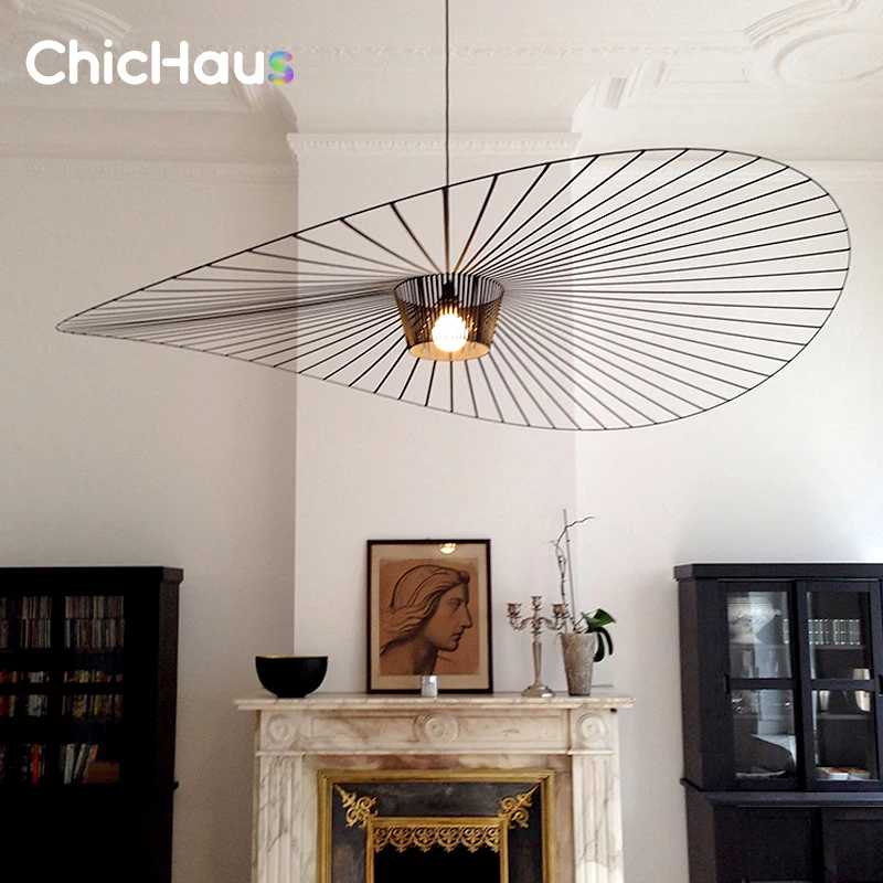

Modern Designer Art LED Chandeliers Retro Hanging Pendant Light for Living Dining Room Kitchen Suspension Straw Hat Lamps