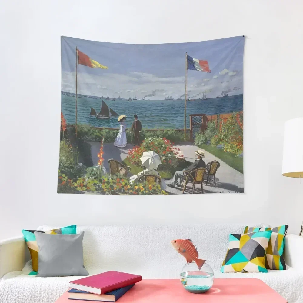 

HD. Garden at Sainte-Adresse, by Claude Monet. HIGH DEFINITION Tapestry Decorative Paintings Room Decorator Tapestry