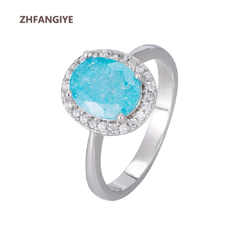 ZHFANGIYE Trendy Women Ring with Zircon Gemstone 925 Silver Jewelry for Wedding Engagement Party Bridal Gift Ornaments Wholesale