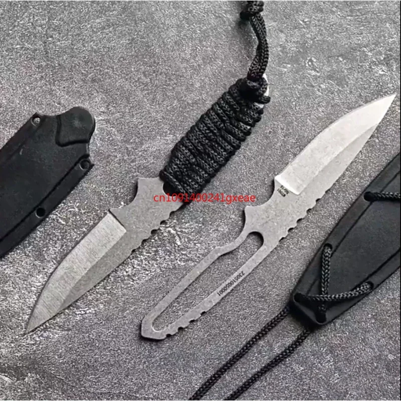 New DIY handmade fixed blade necklace knife with protective cover, outdoor portable survival knife, EDC small knife