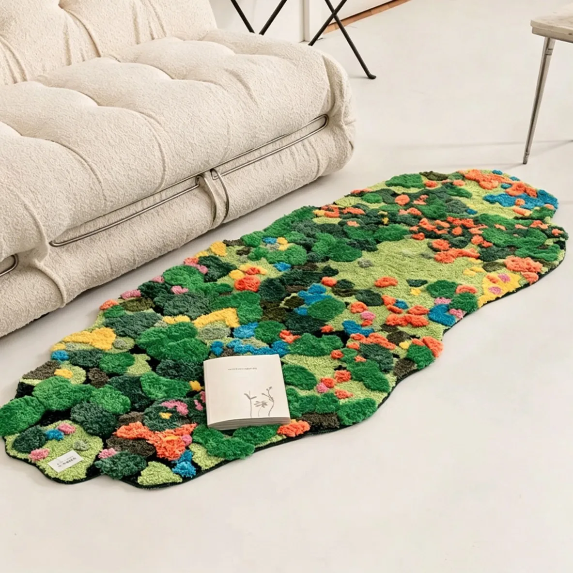 Forest Moss Tuffed Real Soft Faux Cashmere Plush Fleece Carpet,Machine Washable Door Mat Dog Play Mat