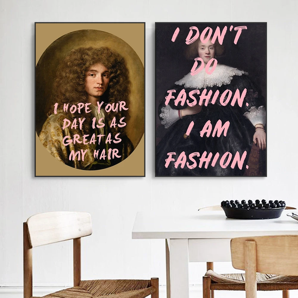 Vintage Funny Quote Art Poster Portrait Oil Painting Prints Wall Art I Am Fashion Art Print Classical Canvas Painting Room Decor image 2