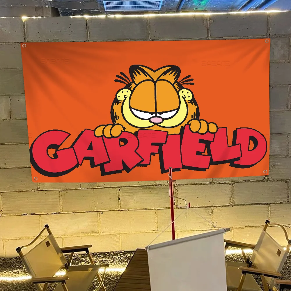 Cute Cat-G-Garfields Large Size Flags Printing Patterns Interesting Birthday Party Decorations Banner