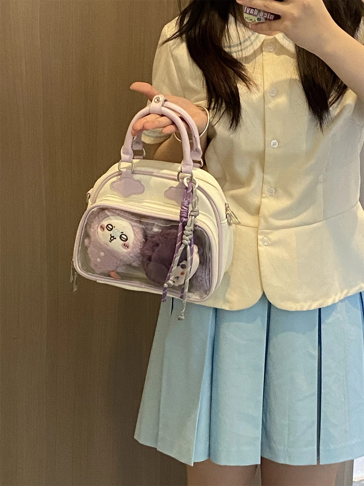 2025 Summer New Japanese Original Purple Small Capacity Transparent Pain Bag Cute 10cm Baby Bag Commuter Student Messenger Bag