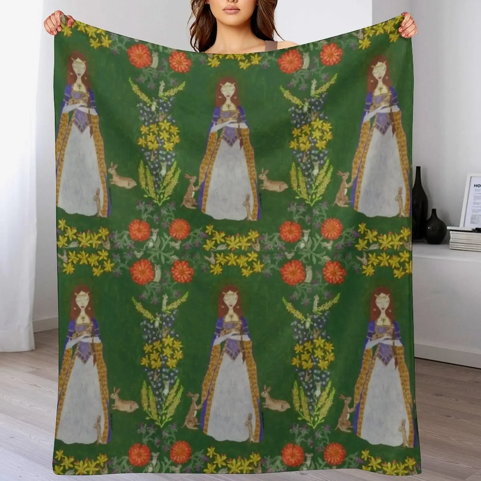 

Saint Melangell Throw Blanket Plaid Plaid on the sofa Thermals For Travel Multi-Purpose Blankets