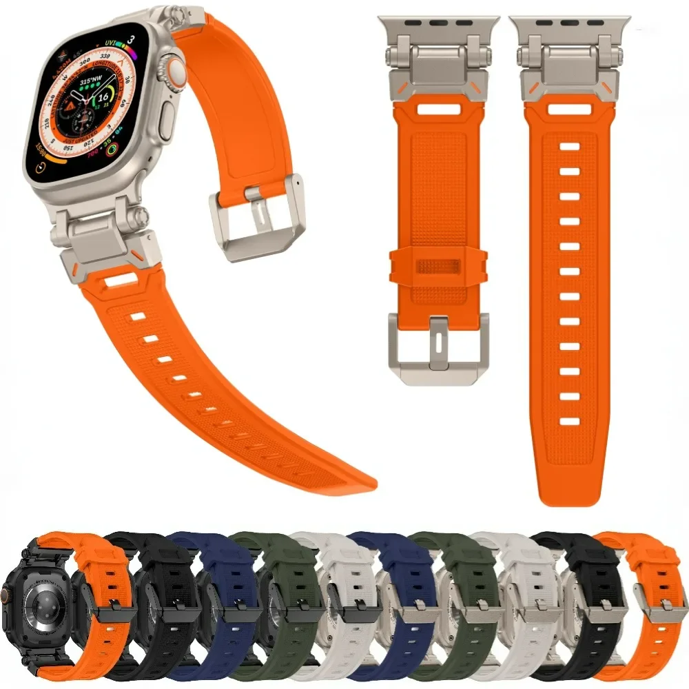 

Silicone Bracelet For Apple Watch Band 49mm 46mm 45mm 44mm 42mm Sport Wristband For iWatch Series Ultra 2 49mm 10 9 8 7 6 5 4 SE