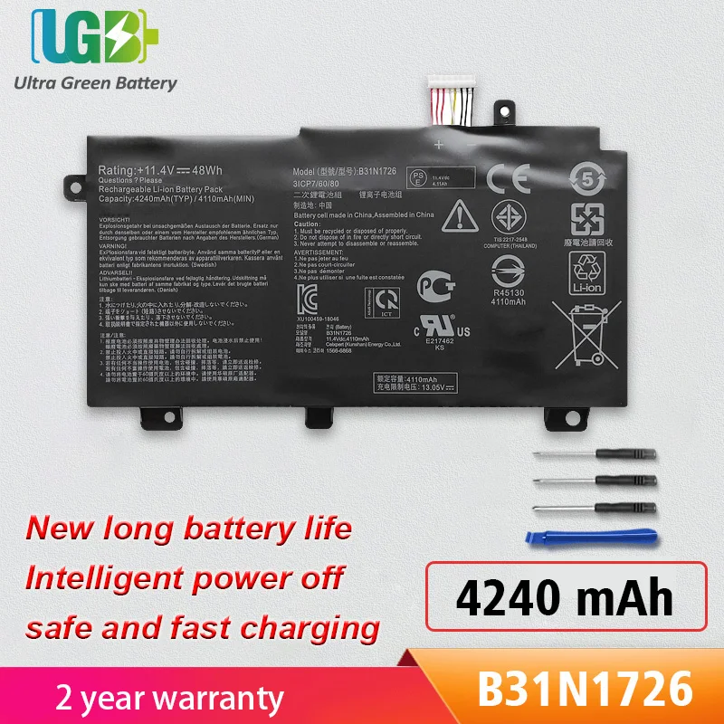 UGB New B31N1726 B31N1726-1 Battery For Asus FX504GE FX505DY TUF504GD TUF505DY TUF554GE TUF565GD Gaming FX505 FX506II