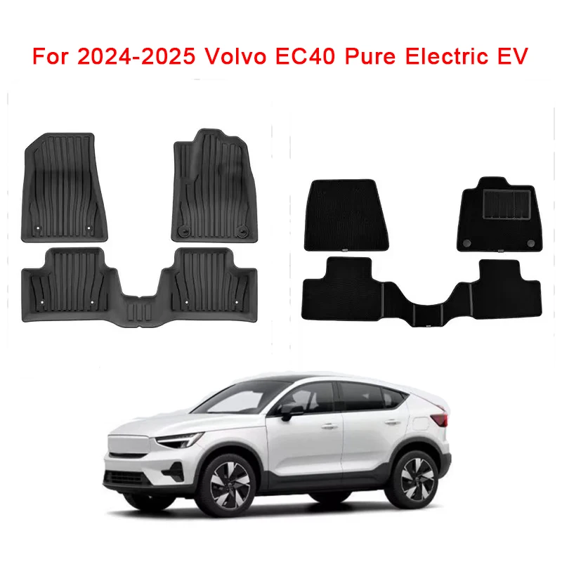 

RHD Car Floor Mats for 2024-2025 Volvo EC40 Pure Electric EV TPE 3D Floor Liners Black Waterproof All Weather Right Rudder