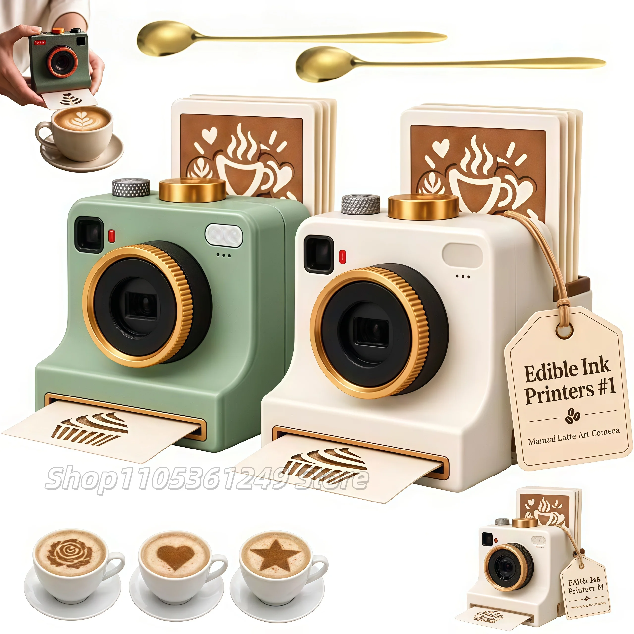 3D Camera Latte Art Coffee Printer Manual Chocolate Foam Maker Machine DIY Coffee Decorating Kit with Stencils One-Touch