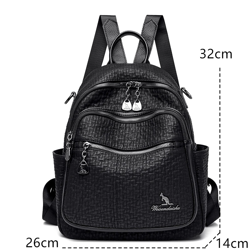 Imagem -04 - Moda pu Couro Bacpack Feminino Luxo Viagem Grande Capacidade Pack Ladies School Bolsa Daily Knapsack Mulheres Mochila Alta Qualidade