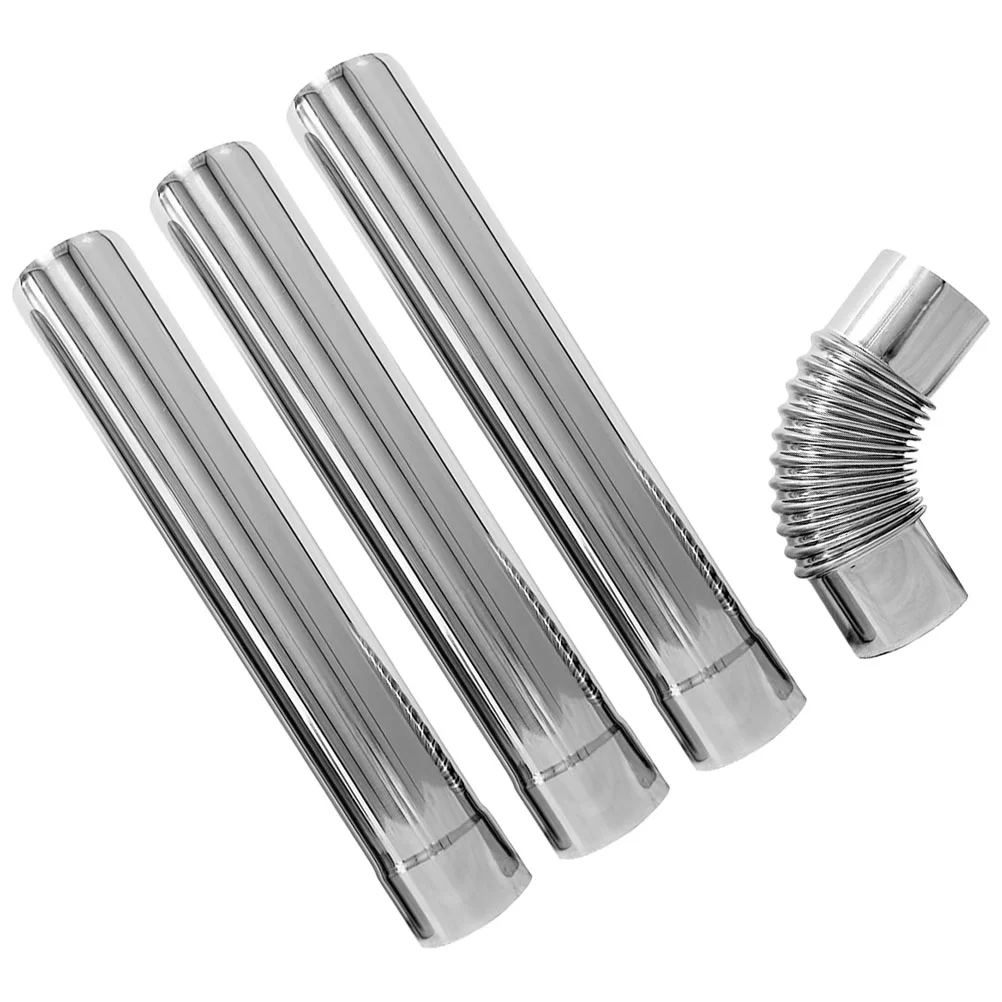 

3 Pcs Gas Water Heater Stainless Steel Exhaust Pipe Trachea Check Valve 90° Elbow 500 Straight Smoke Chimney Duct Metal Flue