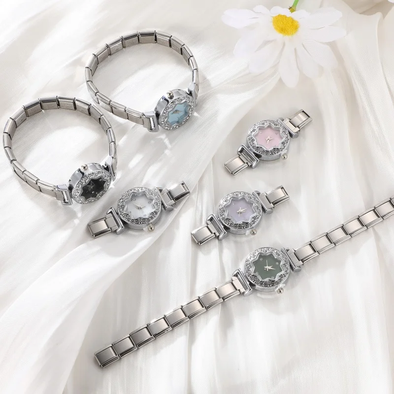 New High Quality Stainless Steel Flower Star Shell Shape Women Men 9mm Width Watch Bracelet Bangle For Friend Birthday DIY Gift