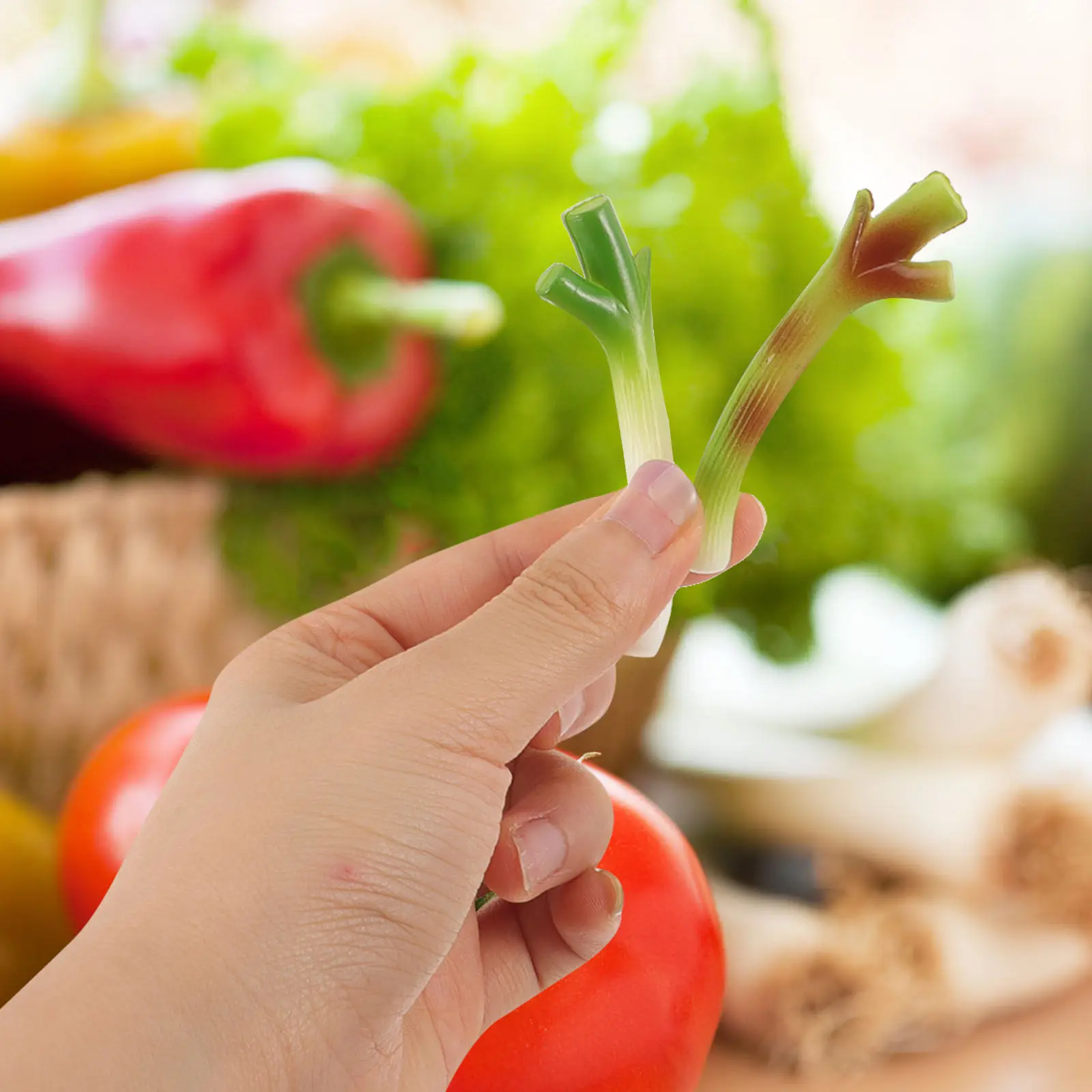 

10 шт. Искусственный зеленый лук, реалистичные имитации лука-порея, подходят для оформления корзин в овощных магазинах, декора столов, центральных элементов композиций, фотосъемки