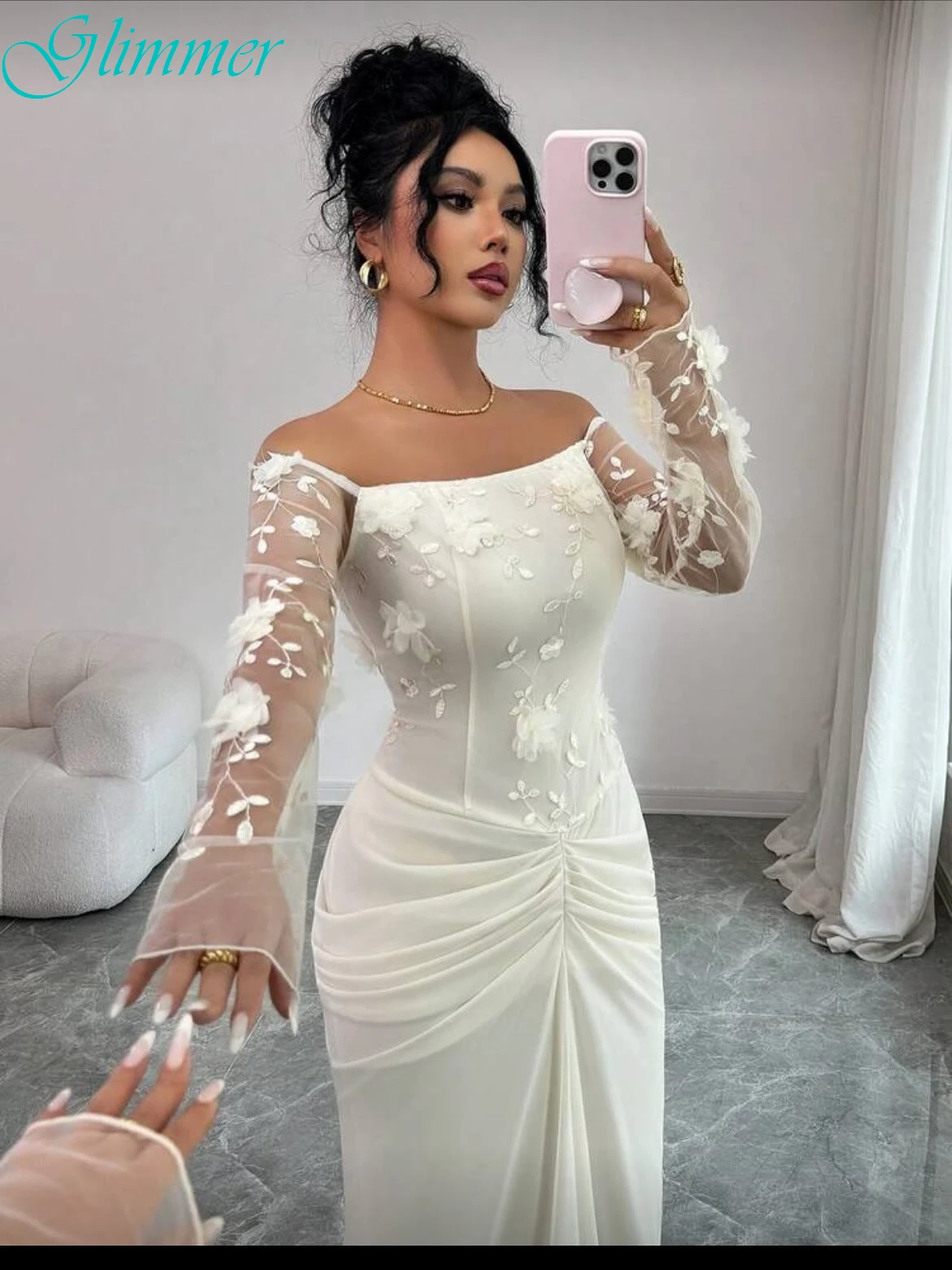 تخصيص حورية البحر قارب الرقبة كاب كم فستان سهرة أنيق حساسة فساتين المشاهير مزاجه فساتين مناسبة مخصصة