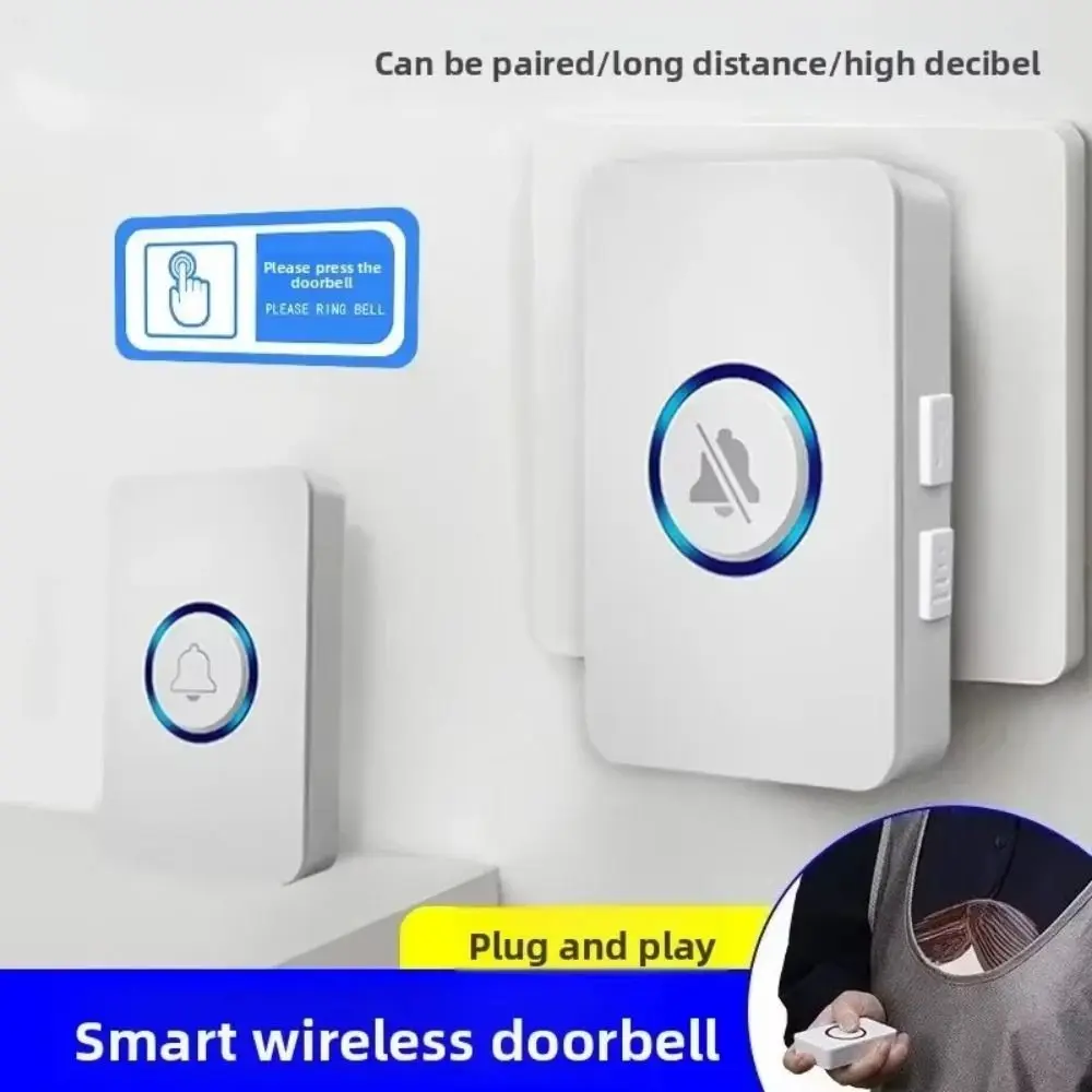 

High Sound Wireless Doorbell Music Doorbell One Drag One Smart Doorbell Button Switch Two Plugs Remote Control Doorbell