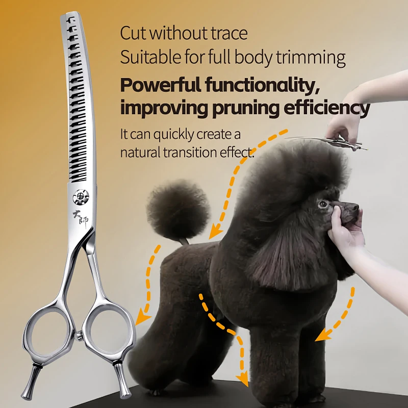 Fenice professionnel gaucher 7 pouces JP440C chien ciseaux incurvés naturel amincissement Chunker ciseaux de toilettage pour animaux de compagnie 75% taux plus mince