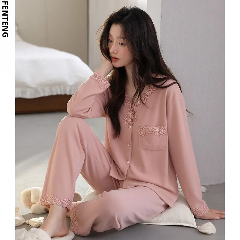 fenteng-completo-da-notte-in-velboa-a-maniche-lunghe-per-donna-in-lana-e-seta-tinta-unita-caldo-taglie-forti-set-da-casa-cardigan-aperto-con-scollo-a-v