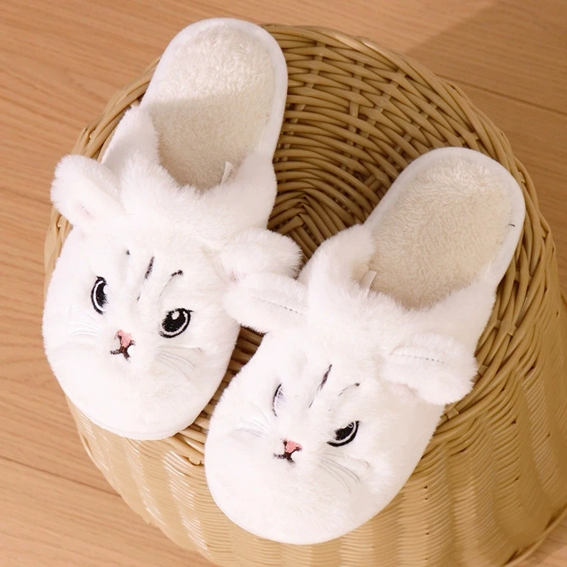 Cartoon Cat Home Slippers for Women Indoor Soft Bottom Flat Heel Cotton Slippers Woman Light Anti Slip Warm Winter Shoes Mujer - view 5