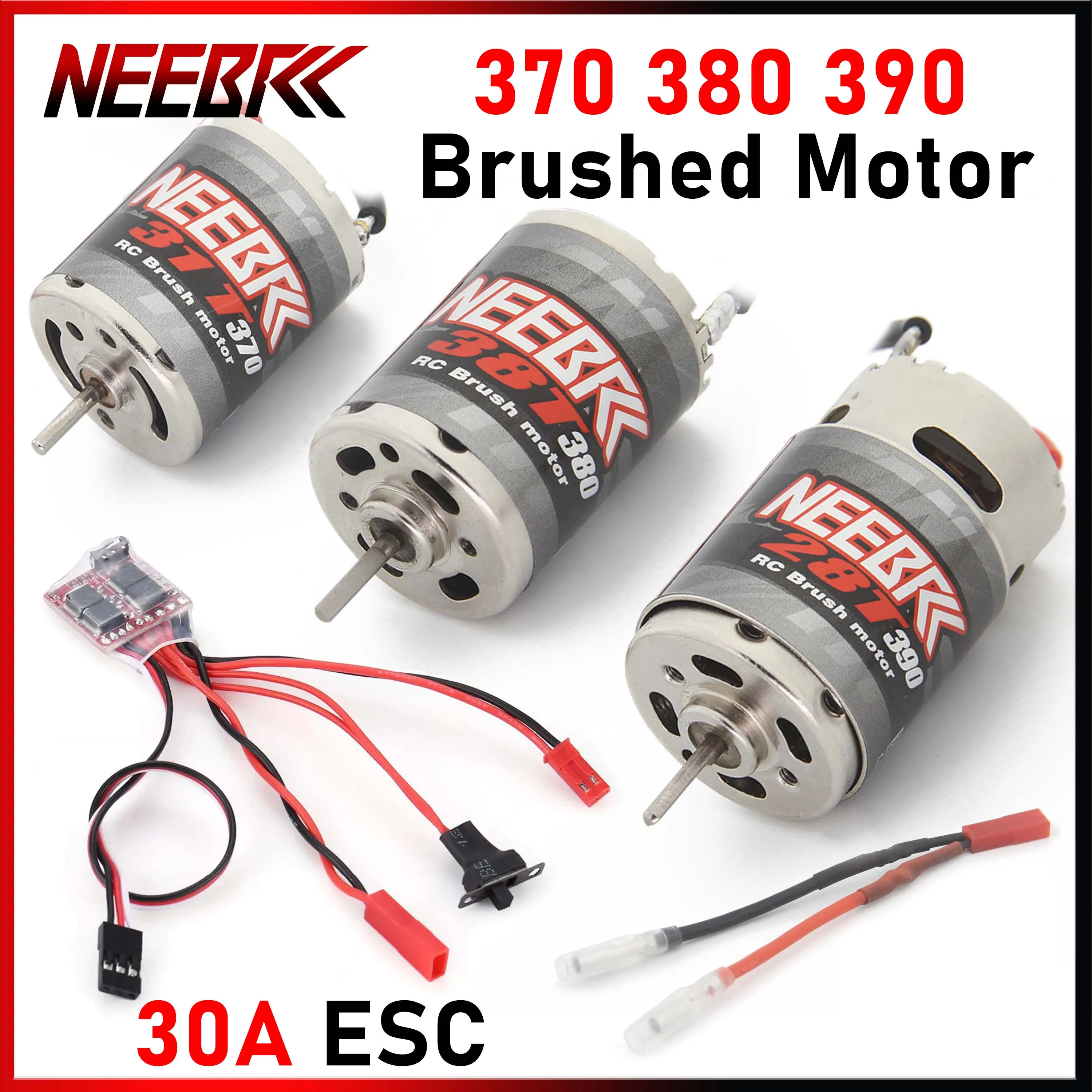 

NEEBRC 370 380 390 Brushed Motor 30A ESC Bullet To JST Adapter for 1/10 1/16 1/18 1/24 RC Crawler Car AXIAL SCX24 TRX HSP RGT