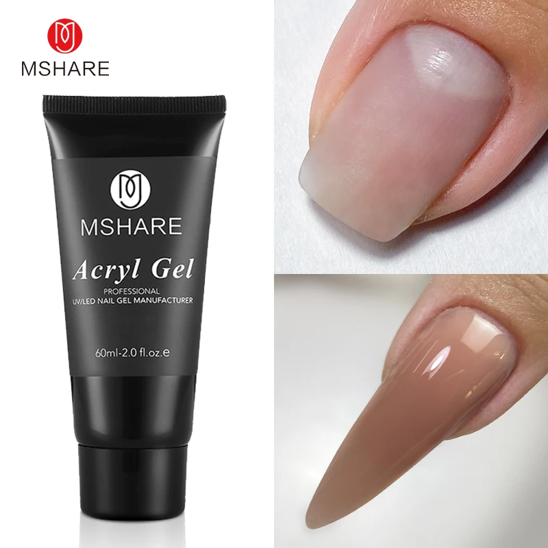 MSHARE Poly Nails Acryl Gel 60 ml Builder UV Led Acrylgel Nägel Extensions Acryl Rosa Weiß Klar Acryl Hema Tpo Free Gel