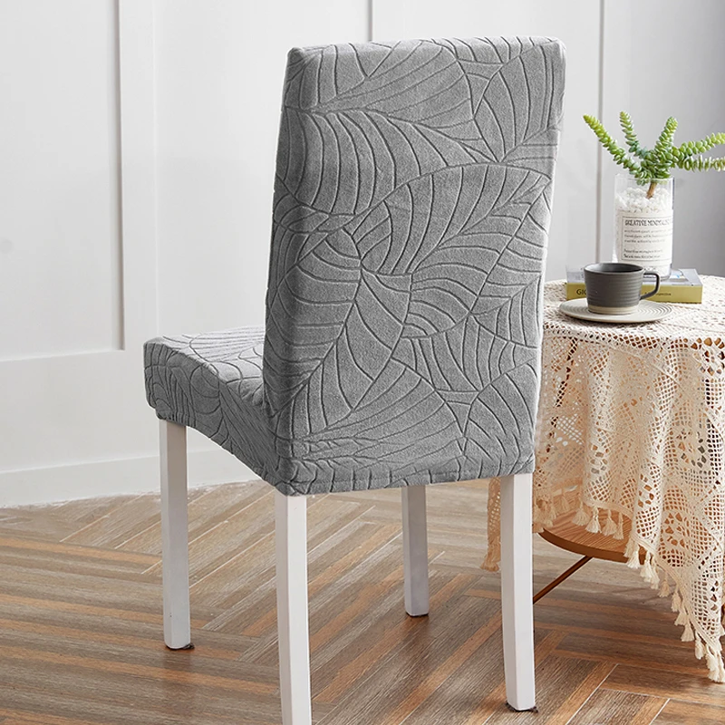 Elastic Dining Chair Cover Thick Jacquard Spandex Chair Cover for Dining Room Anti-Slip Kitchen Chair Cover