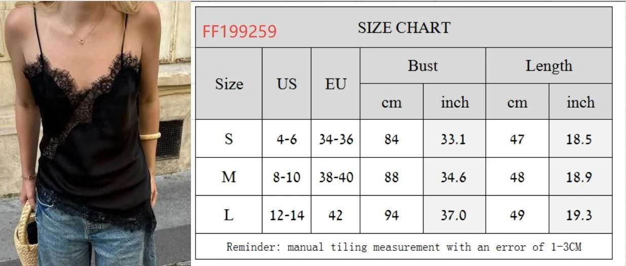 Moda mujer liso satén encaje Cami Top sin mangas cuello pico Tops irregulares mujer verano mujer Coqueta Tops estéticos