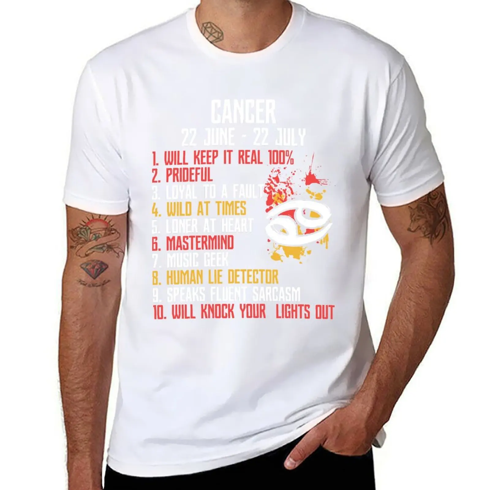 

Cancer Facts Zodiac Sign Birthday T-Shirt man t shirt graphic anime t shirts oversize T-Shirt