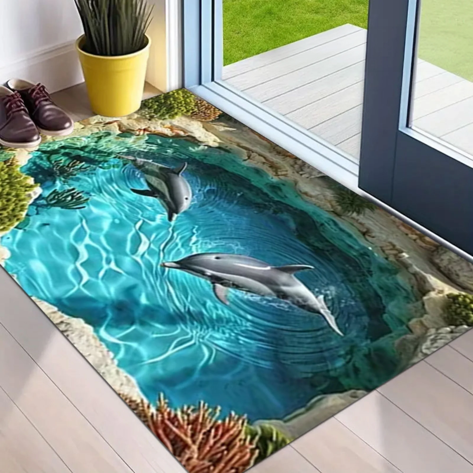 Cute Cats Under Umbrella Doormat Oil Painting Kitten Group Print Entrance Rug Indoor Porch Front Door Home Decor Floor Mat view 4