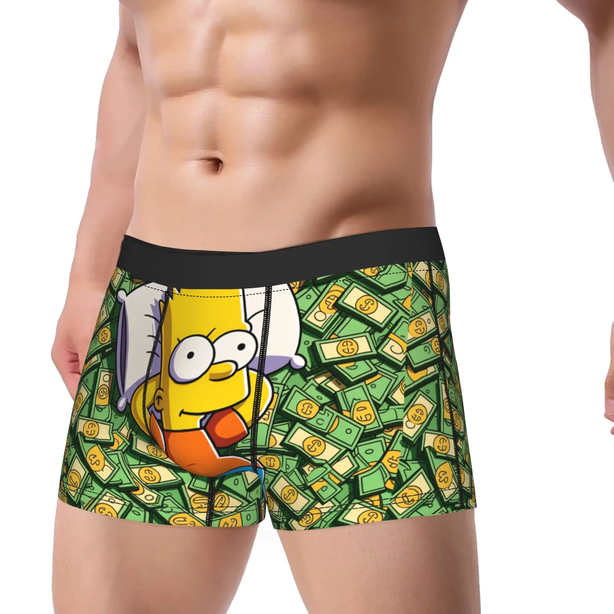 Bart  S-Simpsons Money Bed Shorts Briefs  Underwear Trenky Man Comfortable Boxer Shorts Custom DIY Oversize Underpants