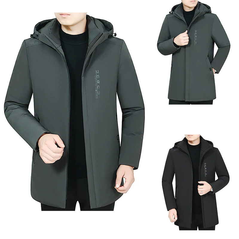 2024 New Men Winter Parka Thick Warm Hooded Fur Collar Coat Male Size 5XL Plush Jacket Autumn Work Outwearing Black Clothing