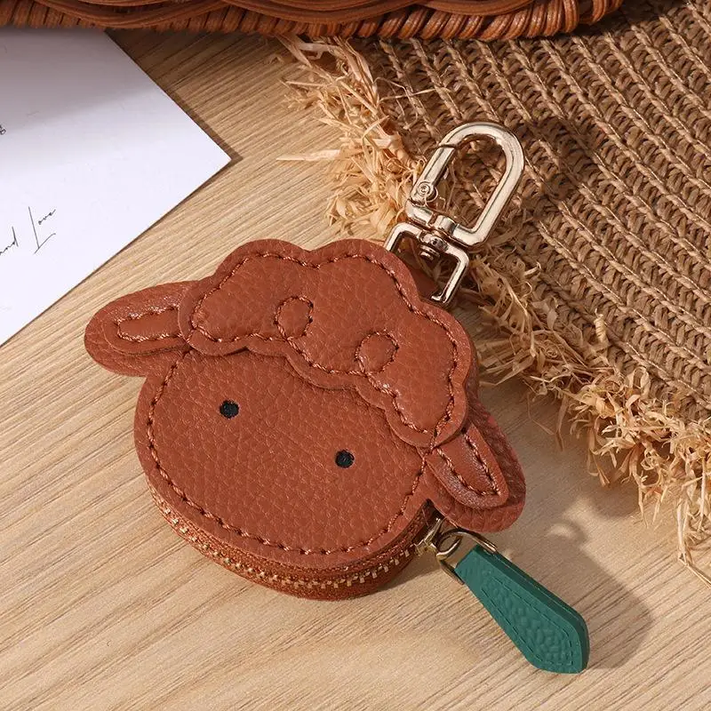 Niedliche Schaf-förmige PU-Leder-Münzbörse mit glattem Reißverschluss, robustem Schlüsselanhänger, ideal für den täglichen Gebrauch, Taschendekoration, kleines Geschenk. – Detail 10