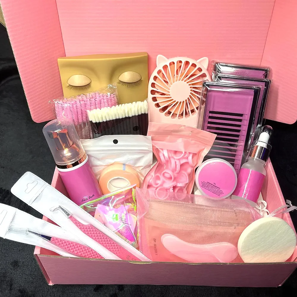False Eyelashes Training Practice Exercise Kit Makeup Mannequin Head Set Private Label Graft Individual Eyelash Extension Kits